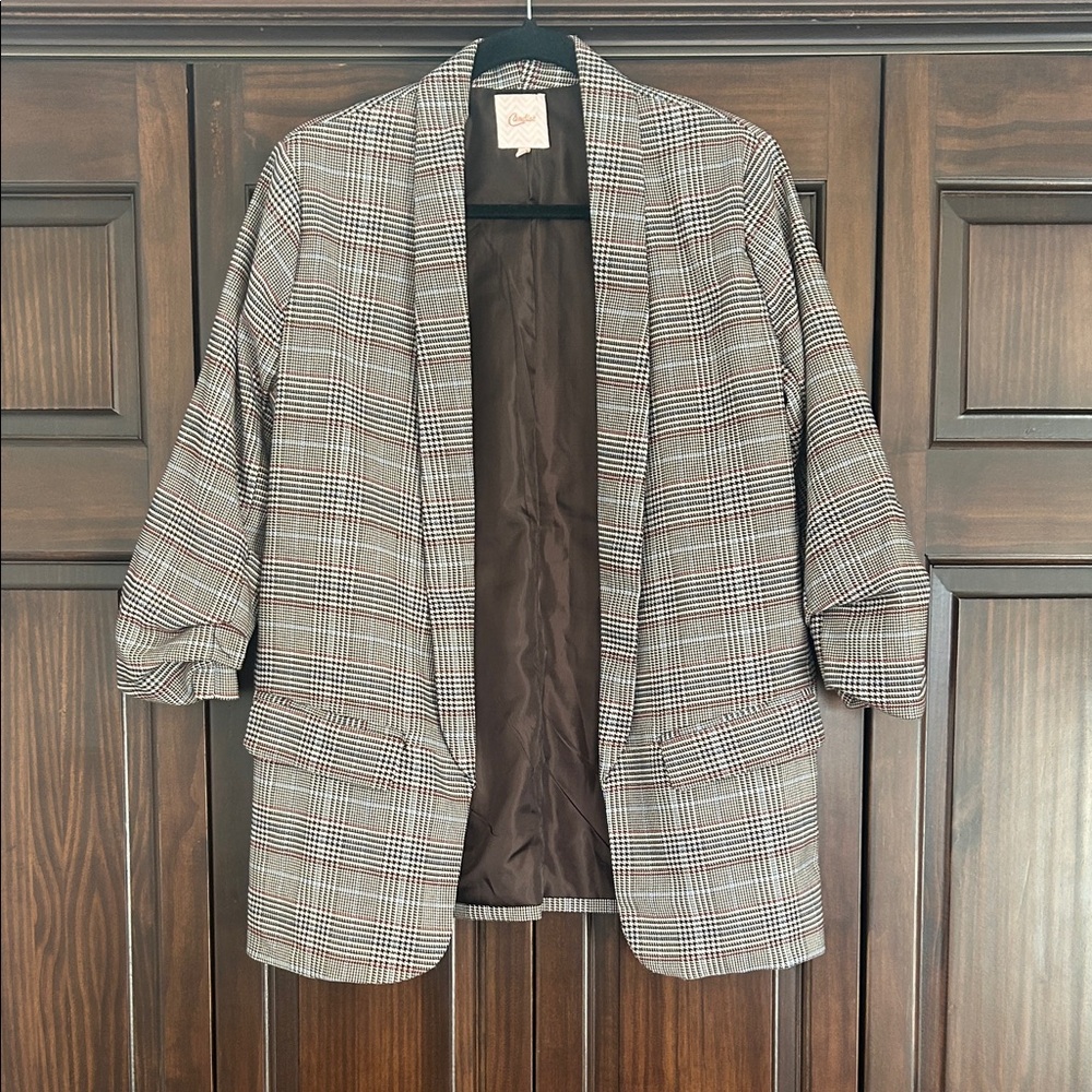 Candie's Houndstooth Blazer with Red and Blue Accents, Size L